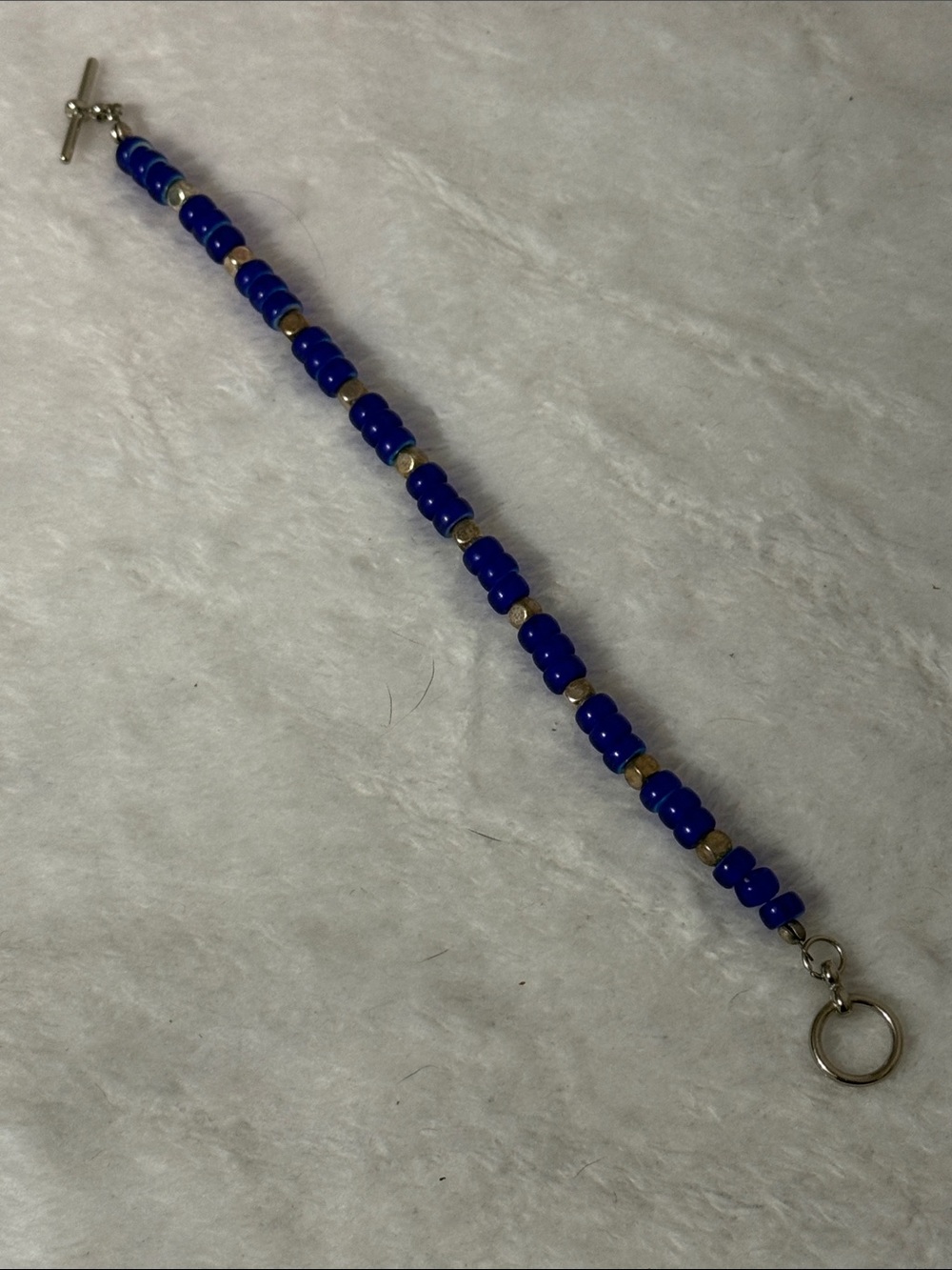 Source Unknown Blue Beaded Key & Card Holder with Silver Accents